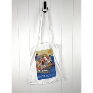 Manarola‎ Italy White Cotton Scenic Tote Bag